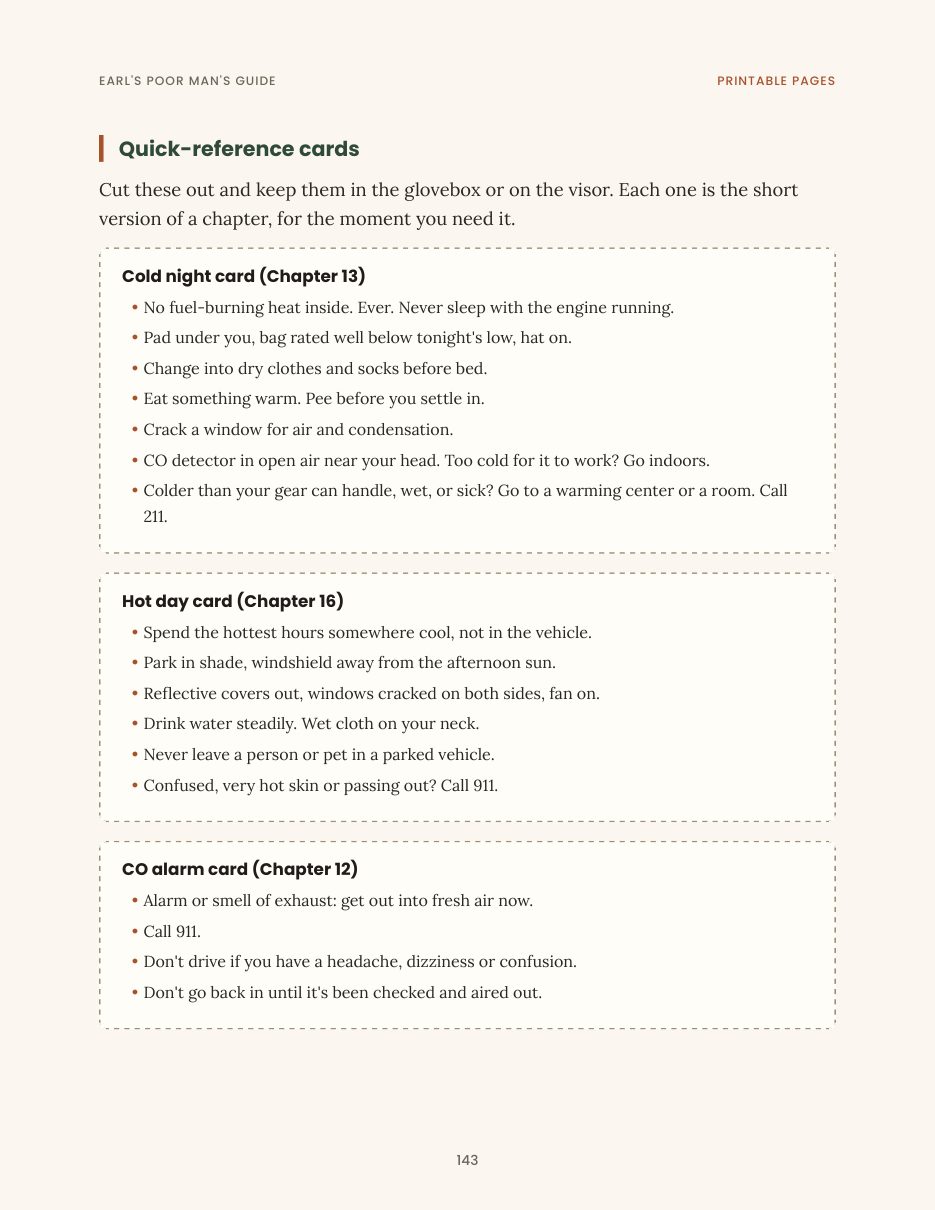 Quick-reference cards page